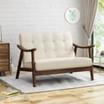 thumbnail image 7 of Noble House Hector 45.25" Contemporary Button Tufted Rectangular Settee, Beige and Brown, 7 of 7