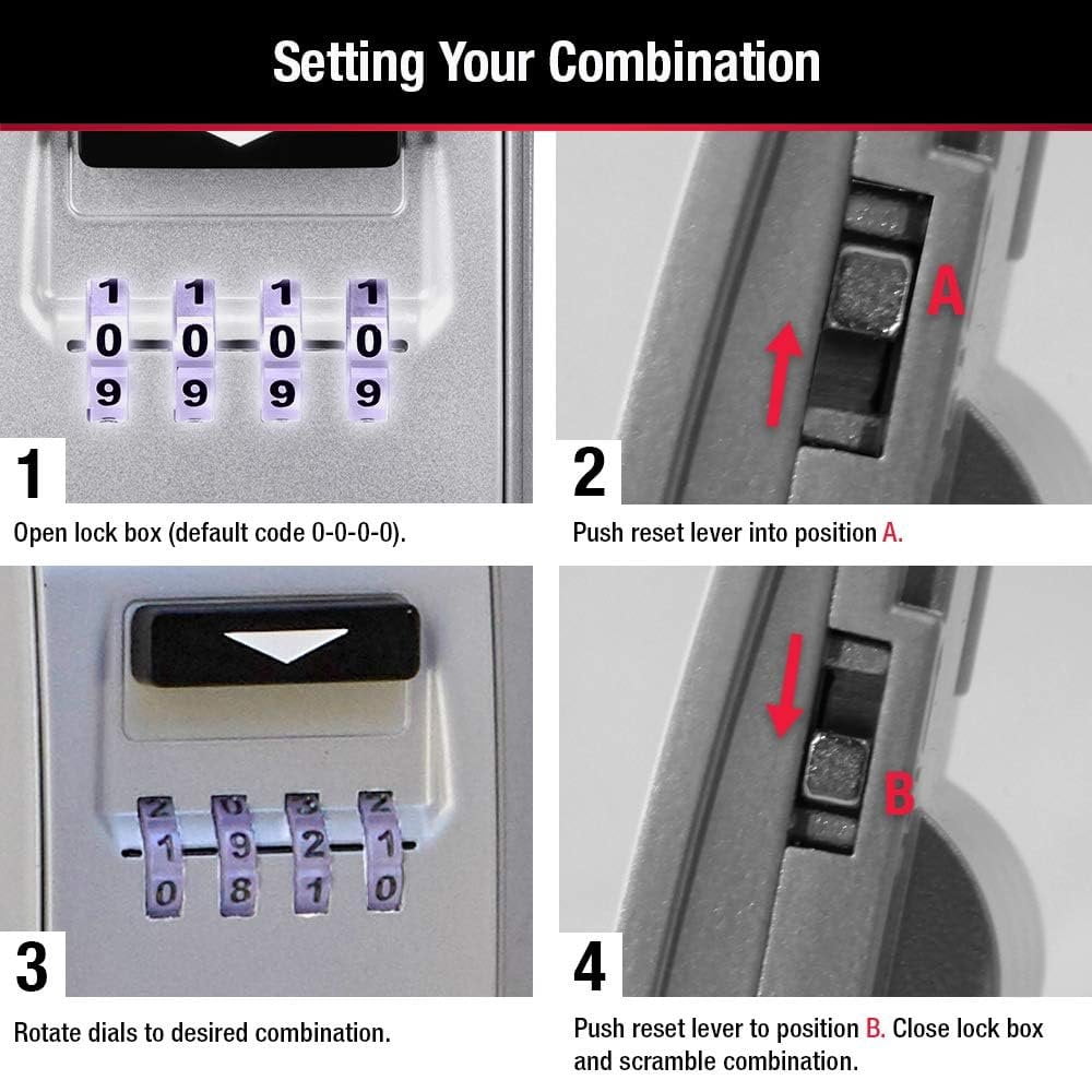 Master Lock 2-7/8 inch Combo Wall Mount Light Up Dial Lock Box with Metal Construction