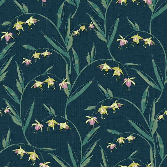 Laura Ashley Fulwell Fuchsia Midnight Seaspray Wallpaper