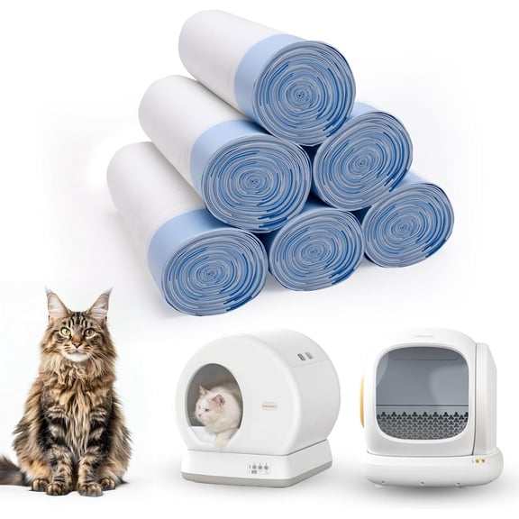 120 Count Self-Cleaning Cat Litter Box Liners Bag, Compatible with -SCO1 and -SCO2, Thick Heavy Duty Drawstring Replacement Cat Litter Box Liners-18"x 12.6"