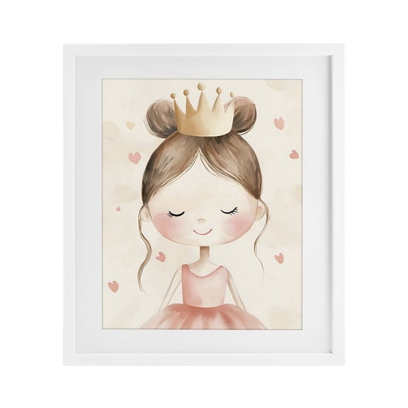 Stupell Industries Cottage Pink Ballerina in Crown White Framed Print Under Glass, 17 x 21, by Creative Studio