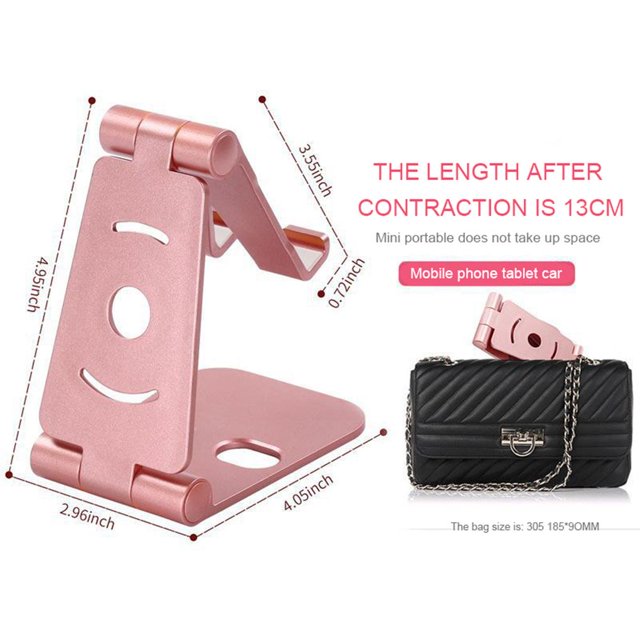 Support Portable Mini de Bureau pour Téléphone Intelligent, Support pour Cellulaire, Tablette, Support de Table, Support Souple Universel Pliable pour Téléphone Intelligent, Rose