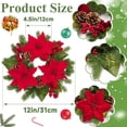 thumbnail image 2 of Lyacmy 2 Pcs 12 Inch Christmas Candle Rings Wreath for Pillar Candle, Artificial Poinsettia Christmas Candle Holder for Table Centerpiece Holiday Decor, 2 of 7