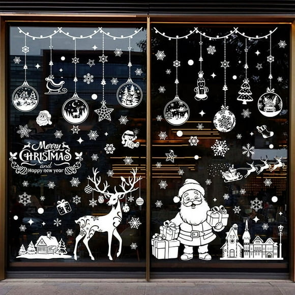 VBXOAE 9-Pack White Christmas Tree Wall Stickers-Decorative Mirror Door Decals for Holiday Home Decor,Removable and Double-Sided,30x20cm White