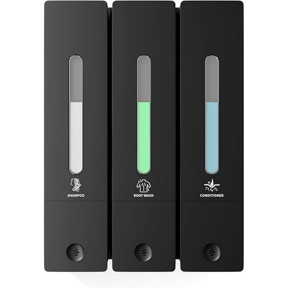 CZQ Shampoo and Conditioner Dispenser - Wall-Mounted 3-Chamber Shower Soap Dispenser No-Drill 1200ML Capacity for Bathroom & Hotel
