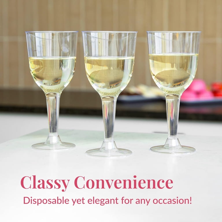 Prestee 24 Clear Stemmed Plastic Wine Glasses - 10 oz Disposable Wine  Glasses for Parties - Plastic Wine Cups with Stem for Weddings, Wine  Tasting, ...