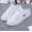 White, variant on Womens Mule Sneakers Canvas Slip On Shoes Low Top Flat Walking Shoes For Women Distressed Frayed Edge Lace Up Loafers Casual Footwear US: 6 White