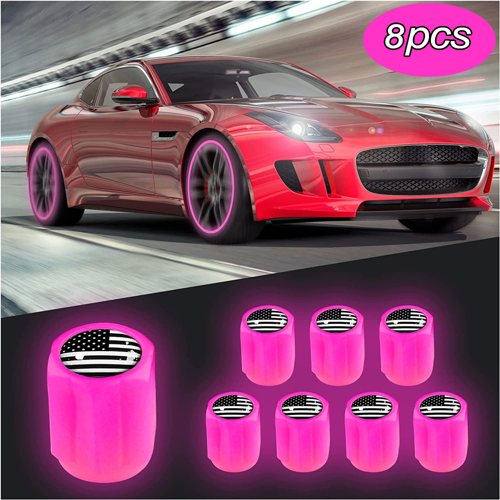 Luminous Valve Stem Caps Skull Flag Car Illuminated for Car Tire Universal Fluorescent