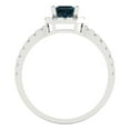 thumbnail image 4 of Halo Engagement Ring for Women - 0.89ct Natural London Blue Topaz in 18K White Gold Promise Ring, 4 of 6