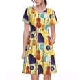 thumbnail image 1 of Honeii Robe à Manches Courtes pour Femmes Imprimé Instruments de Musique, Robe Décontractée Confortable, Mélange de Polyester Spandex Doux, Tenue Quotidienne Élégante pour l'Été, Parfaite pour les Voyages et les Vacances, 1 of 6