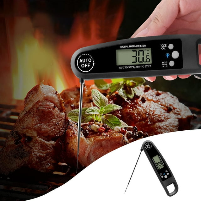 XYAIYT Fast Accurate Digital Meat with Backlit LCD,Waterproof Design 180°Rotating Probe for Suit BBQ,Grilling Cooking Every Time(Black)