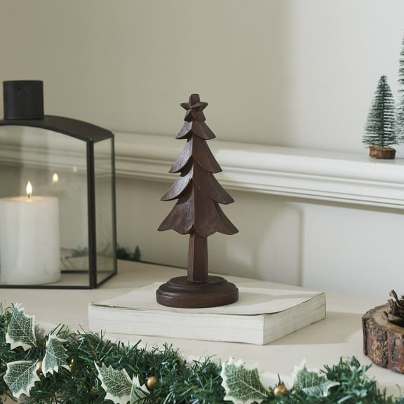 VHC Brands Peaceful Pine Dark Wooden Tree 9x3.5x3.5