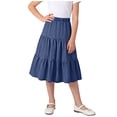 thumbnail image 3 of MKOSPLRT Girls' Maxi Skirts 4-15Y Tiered Elastic Waist Long Flowy Swing Ruffle Pleated Casual Summer Skirts for Travel Vacation, 3 of 9