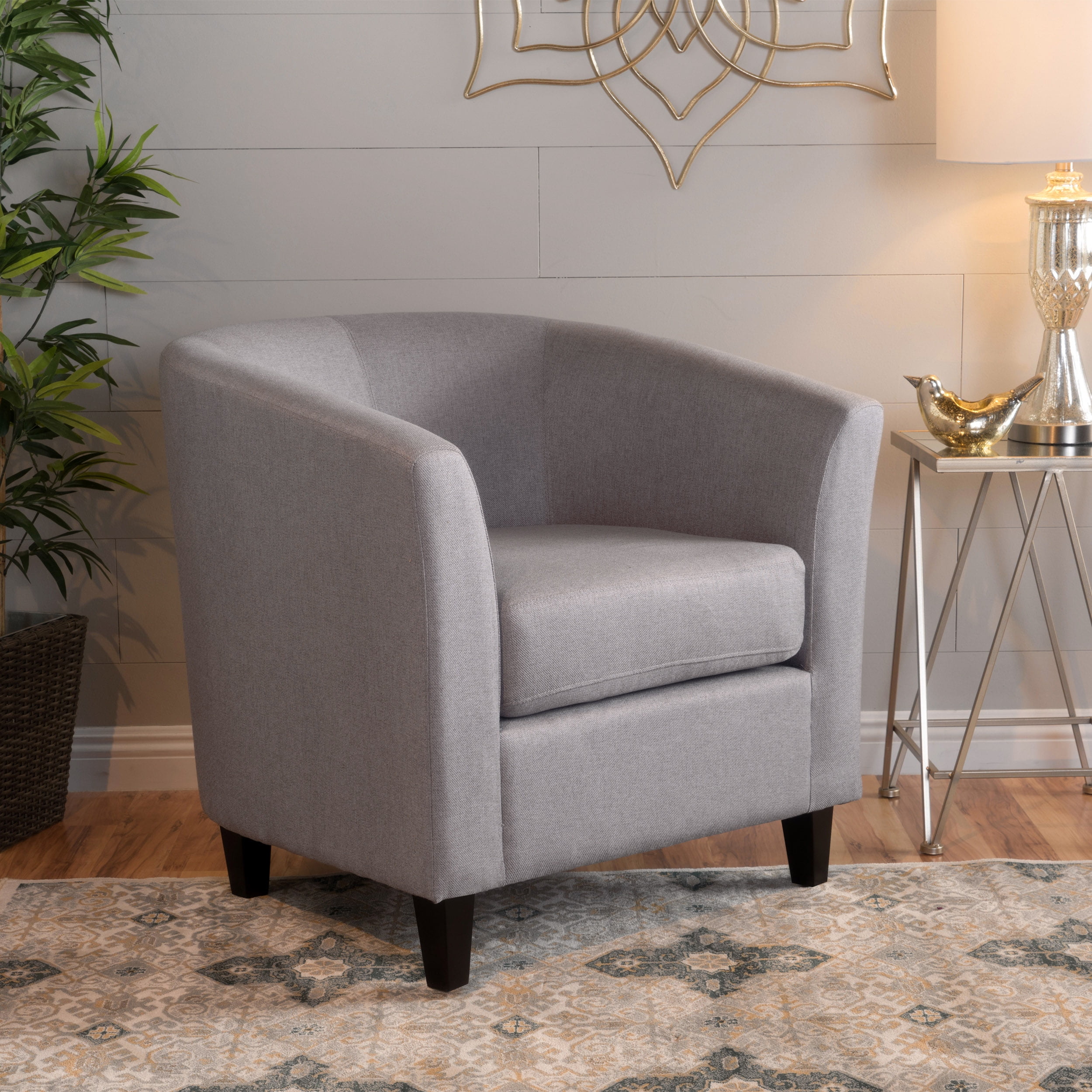 Noble House Florette Tub Design Fabric Club Chair, Light Grey Walmart