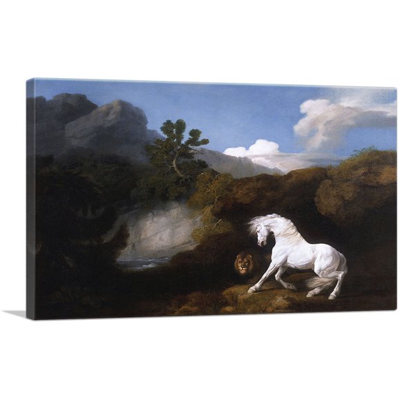 ARTCANVAS Horse Frightened by a Lion 1770 Canvas Art Print by George Stubbs - Size: 26" x 18" (0.75" Deep)