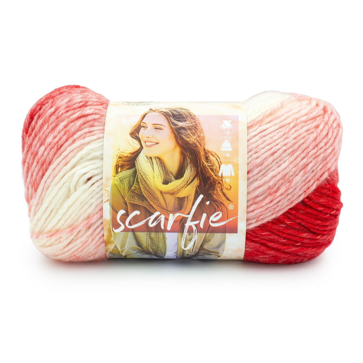 Fil de marque Lion Scarfie Rouge/Crème 826-250I Mélange de laine Fil encombrant Lion Marque Yarn Scarfie Rouge/Crème 826-250I 30655578