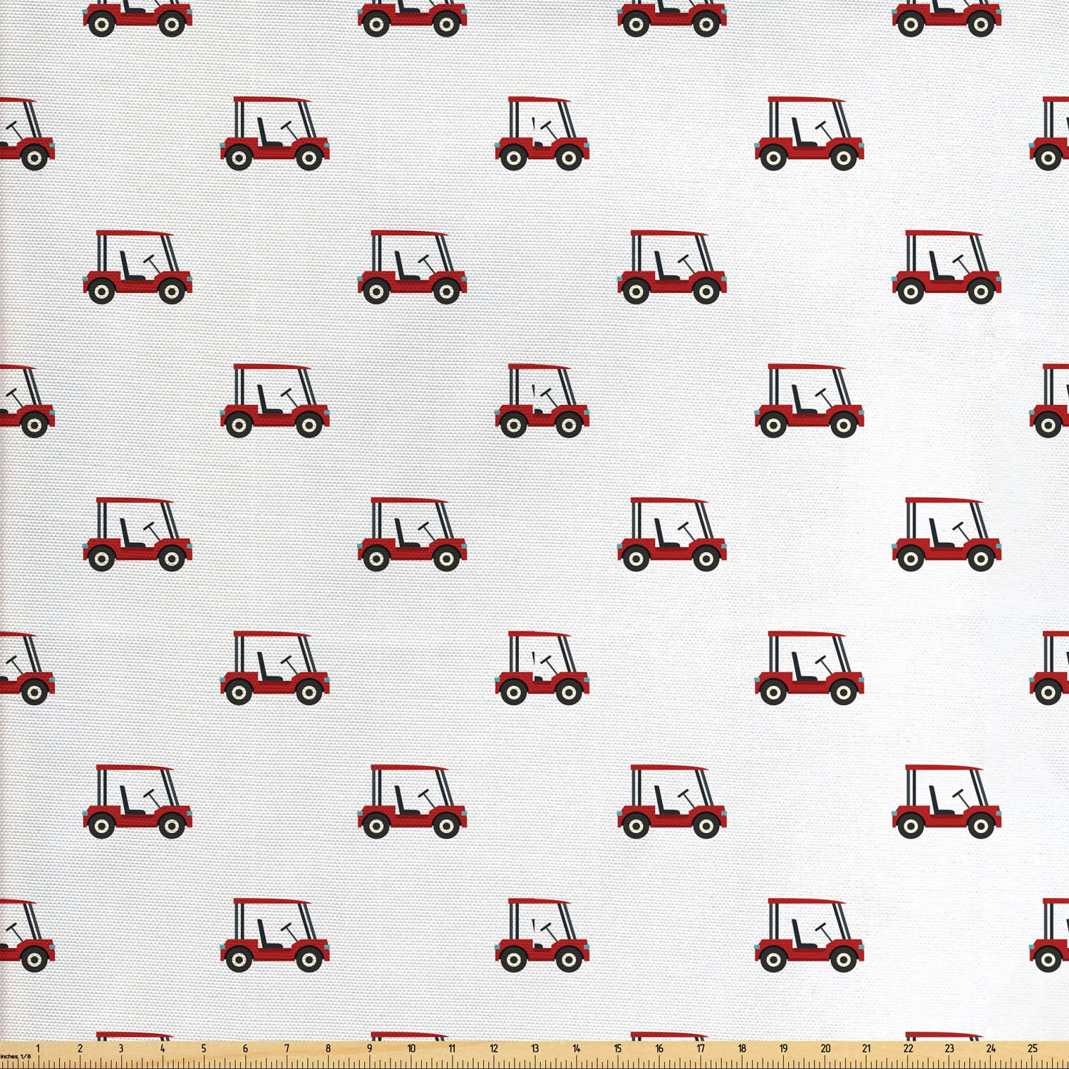 Golf Fabric by The Yard, Carts Pattern Golfing Stroke Play Hobby Game