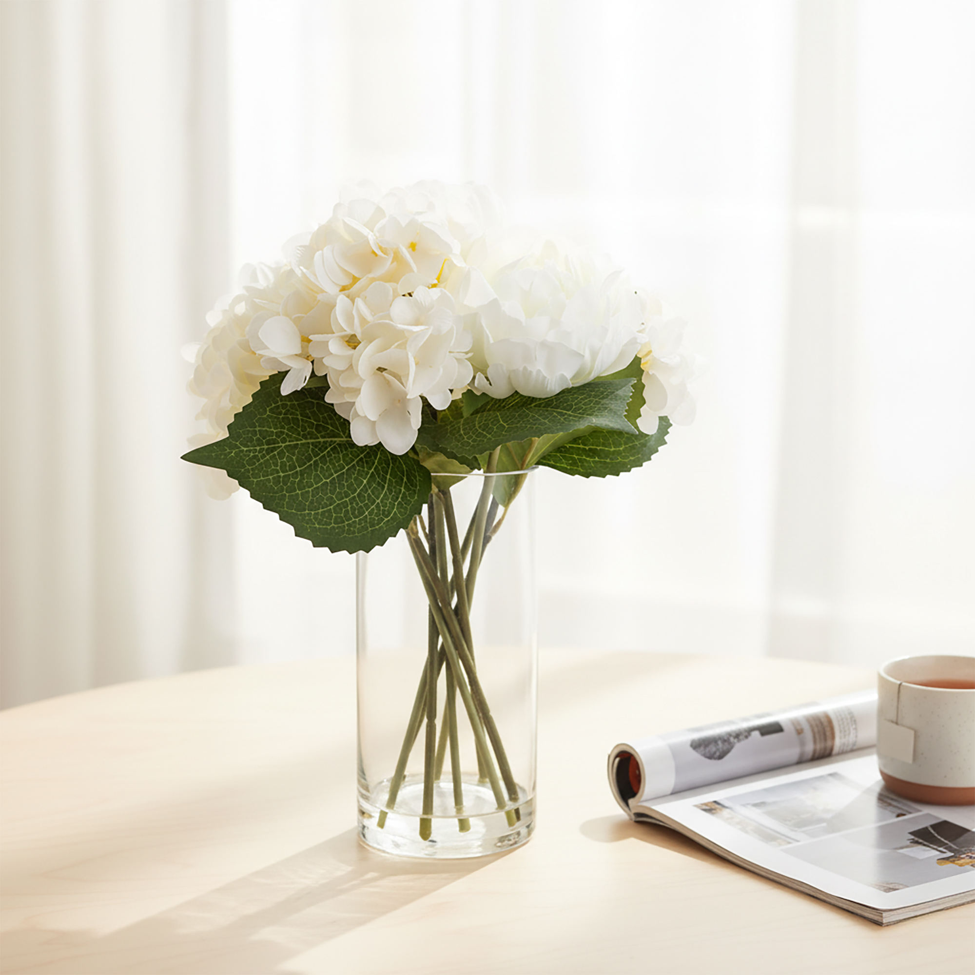 Mainstays White Artificial Floral Arrangement in Vase, 14 in