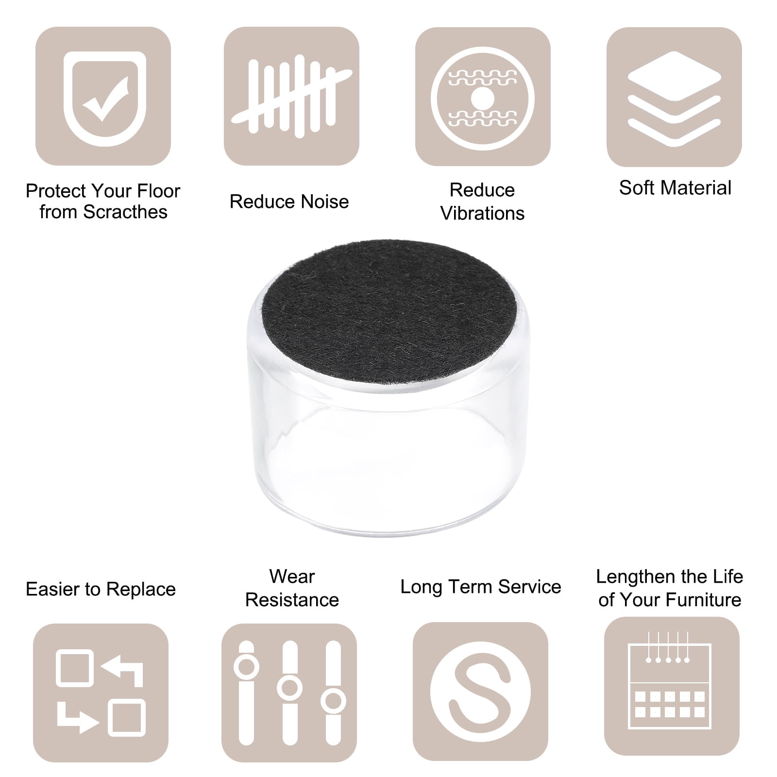 Uxcell Chair Leg Floor Protectors, & Felt Chair Leg Cover Caps for Hardwood Floor 1.38"