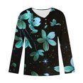 thumbnail image 4 of FcBaudy Hauts pour Femmes, Blouses & Chemises à Manches Longues Col en V, Chemises pour Femmes Mode Décontractée Imprimée Blouse Boutonnée T-shirt Blouse Femme Blouse en Polyester, 4 of 5