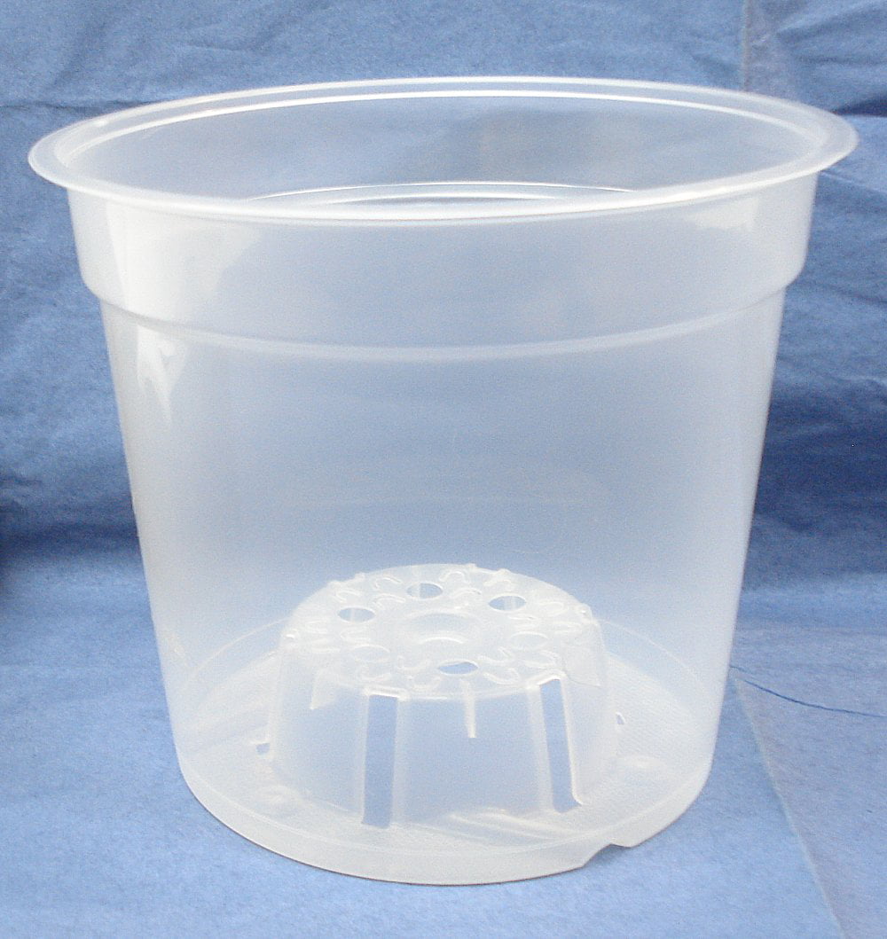 Quantity 2 Clear Plastic Pot for Orchids 5 inch Diameter 