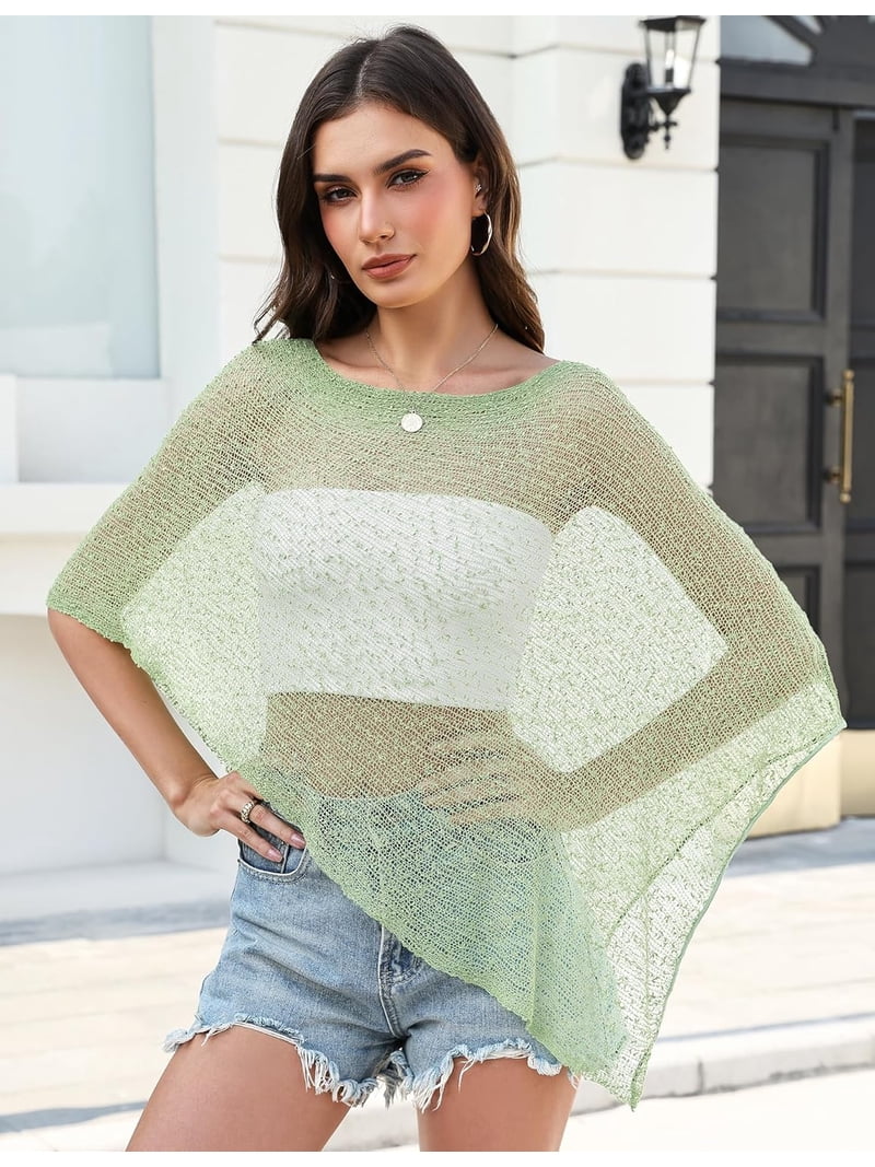 sheer poncho for dress Wrongduck Women's Sheer Poncho Shrug Lightweight Crochet Knit Cover Up,  Summer Mesh Bolero Shawl Wrap for Beach Vacation Evening Dress Layer