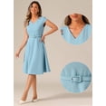 thumbnail image 2 of DARING DIVA V Neck Cap Sleeve Flowy A-line Cocktail Dress XL Blue, 2 of 6
