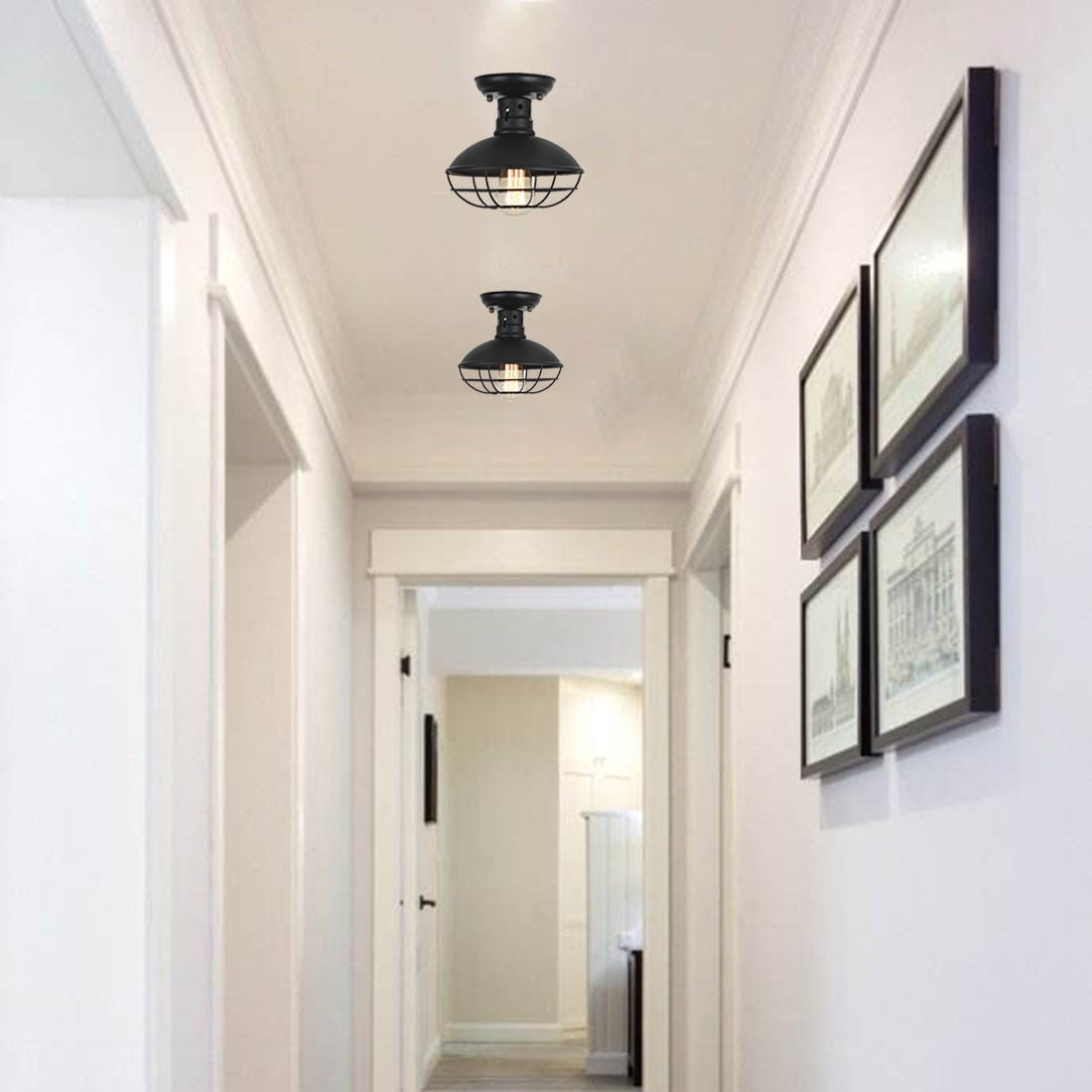 A Smile in the Mind Vintage 12” Ceiling Flush Mount Light with Glass Shade