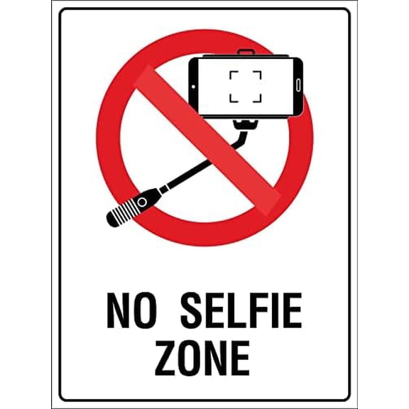 No Selfie Zone Sign Metal Tin Sign 8x12 Inches
