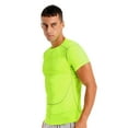 thumbnail image 5 of Raenseen Men's Solid Color Short Sleeve Rash Guard Shirts UPF 50+ Swim Shirt SPF Quick Dry Fishing Fluorescent Green 3XL, 5 of 8