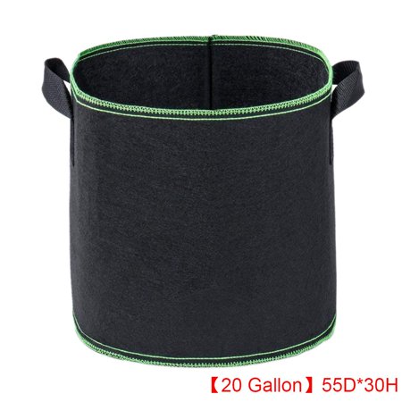 Non-woven Fabric Pots Plant Pouch 20 Gallon Round Root Container Grow Bag Nursery Pot - Black + Green