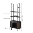thumbnail image 4 of Tall Record Player Stand, Black Vinyl Storage Cabinet, 4 Tier Bookshelf with Sliding Doors, Fluted Media Shelf, Black-1, 4 of 8