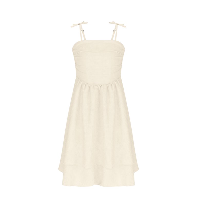 yillto Girl's Dress Smocked Ruched A Line Dress Layered Tie Shoulder  Sleeveless Flowy Cami Dresses - Walmart.com
