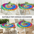 thumbnail image 7 of Colorful Rainbow Tie Dye Spiral Pattern Round Fitted Tablecloth with Elastic Edge,Dining Table Cover Waterproof,Outdoor Round Tablecloth for Camping,Dining,Indoor and Outdoor, 7 of 7