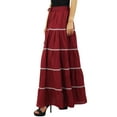 thumbnail image 4 of Bimba Womens Long Flaired Cotton Skirt Boho Maxi Bottoms Elastic Waist Indian Clothing, 4 of 4