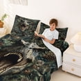 thumbnail image 3 of Metsweet Animal Dino T-Rex Queen Sheets 4 Pieces, Pine Cone Leaves Queen Sheet Sets, Green Brown,1 Fitted Sheet, 1 Flat Sheet and 2 Pillowcases, 3 of 5