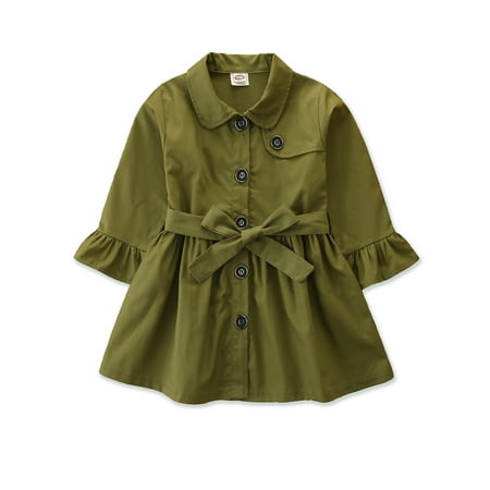 

ZAXARRA Baby Girl Solid Trench Coat Single-breasted Lapel Long-sleeved Jacket
