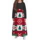thumbnail image 3 of Vestido de manga larga con cuello redondo para niña, estampado navideño, manga larga, cuello redondo, bolsillos, falda larga informal para adultos, vestido de poliéster para niña., 3 of 5