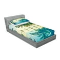 thumbnail image 2 of Ambesonne Landscape Fitted Sheet & Pillow Sham Set, Pool Nearly Beach, Twinxl, Green Blue, 2 of 2