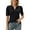 Black, variant on Women's Puff Short Sleeve Polo Shirts V Neck Casual Collared Tops Work Tunic Blouses
