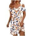 thumbnail image 4 of Roncen Sundresses for Women Beach Vacation 2026 Spring Cover Ups Short Sleeve T Shirt Dress Cold Shoulder Summer Dresses, 4 of 6