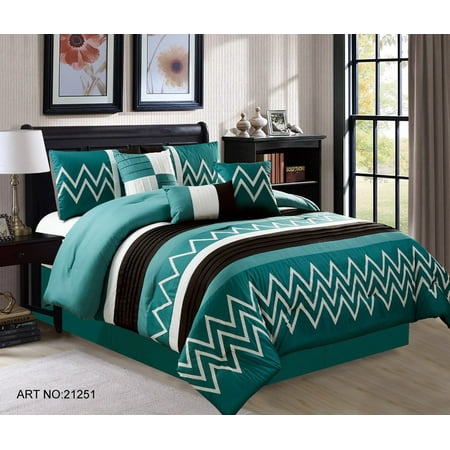 7 Piece Celso Teal Black Comforter Set Walmart Com