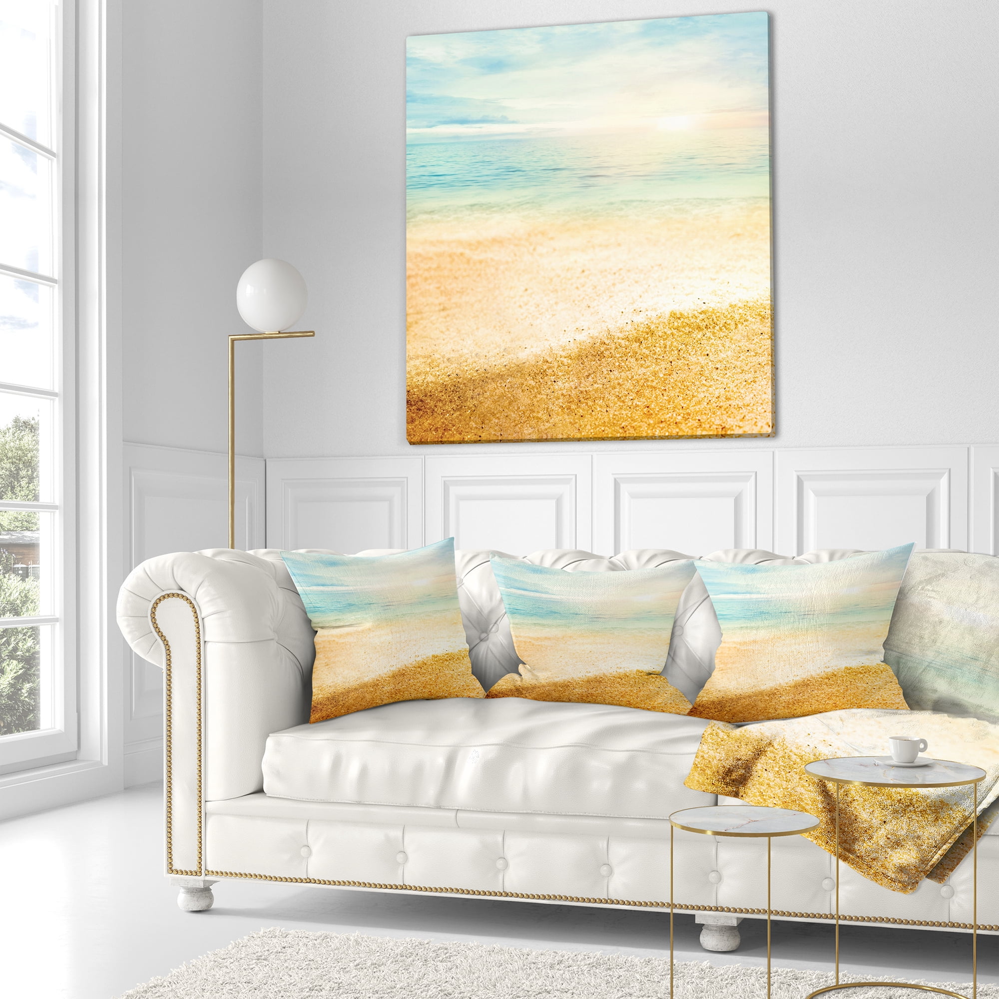 Designart 18" x 18" Beige Polyester Throw Pillow
