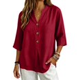 thumbnail image 6 of ZDNIXIAN Womens Short Sleeve Tops Casual Loose Button Down Shirts, Lightweight Solid Color Tunic Tops with Side Pocket for Daily Work Vacation Outfits, 6 of 7