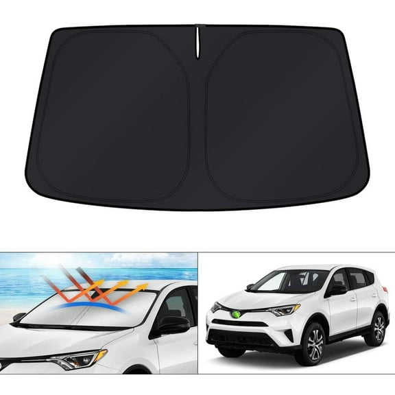 Canvcle Windshield Sun Shade for Toyota RAV4 2013 2014 2015 2016 2017 2018 Window Shade Sun Visor Protector Foldable Blocks UV Rays Keep Your Car Cooler