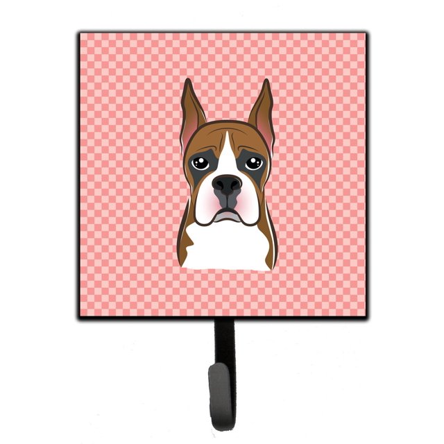 ""Caroline'S Treasures Bb1223Sh4 Checkerboard Pink Boxer Correa O Llavero Pequeño Multicolor""