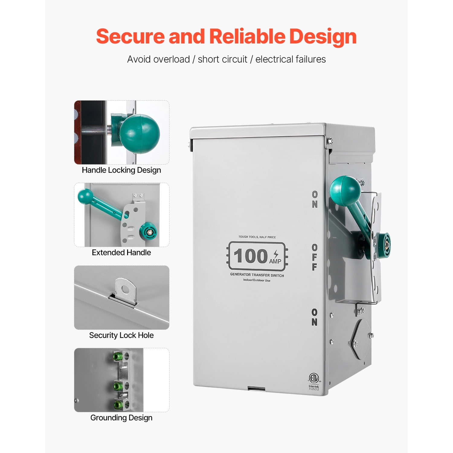 KFFKFF 100A Power Switch for Generators, 24000W Hand-Operated Switch, Robust Double-Throw Energy Transfer Switch 120/240V, Compliant with NEMA 3R Guidelines, Suitable for Outdoor, Indoor
