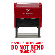 Handle with Care DO NOT Bend Self Inking Rubber Stamp (Red Ink) - Medium