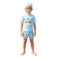 thumbnail image 5 of LRen Boys Rash Guard Swim Set with Swim Trunks Bathing Suit Short Sleeve Swim Shirt Quick Dry Swimsuit Kids Swimwear, 5 of 9