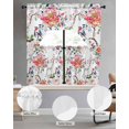 thumbnail image 2 of Pink Floral Swag Kitchen Curtains Sets for Windows 24 Inch Length, Vintage Oil Painting Botanical Birds Short Window Curtain Panels Swags Valances and Tiers 3 Piece Set for Cafe/Dining Room, 2 of 5
